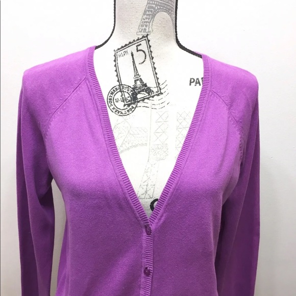 Zara Women Button Down Cardigan Overpiece Sweater Magenta Purple Large - Picture 8 of 9